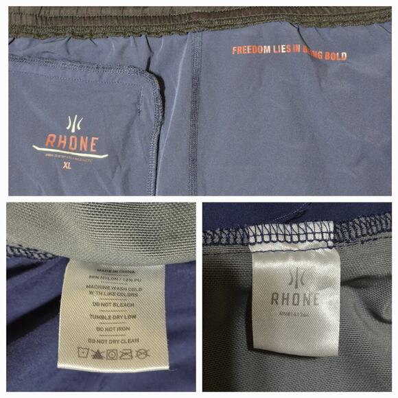 Rhone Shorts Men XL Navy Multi Zip Pockets Outdoor Stretch Athletic Logo Preppy - Picture 9 of 9